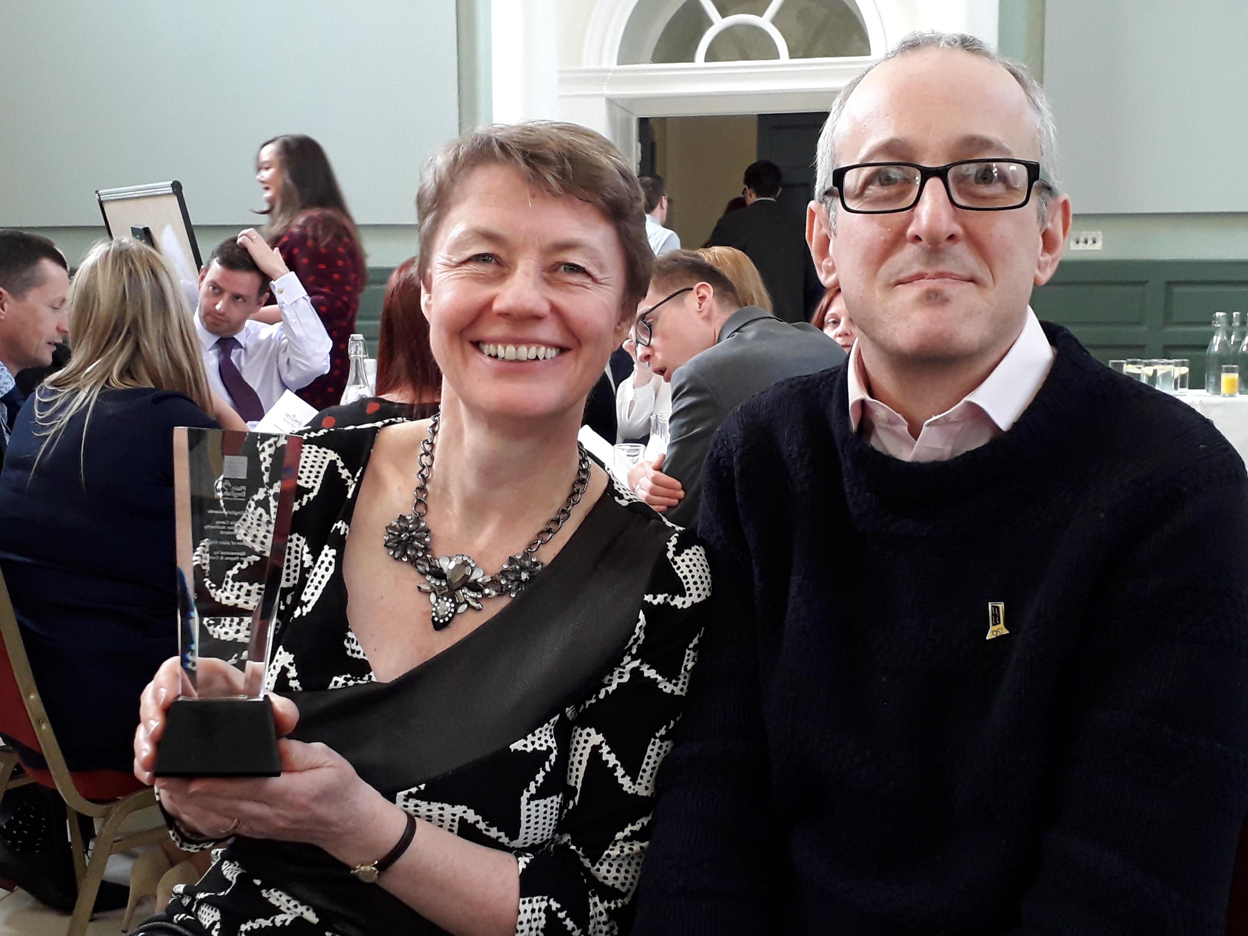 Fiona and Adrian accepting the NALA Plain English Champion award on behalf of Adoption Authority CEO, Patricia Carey